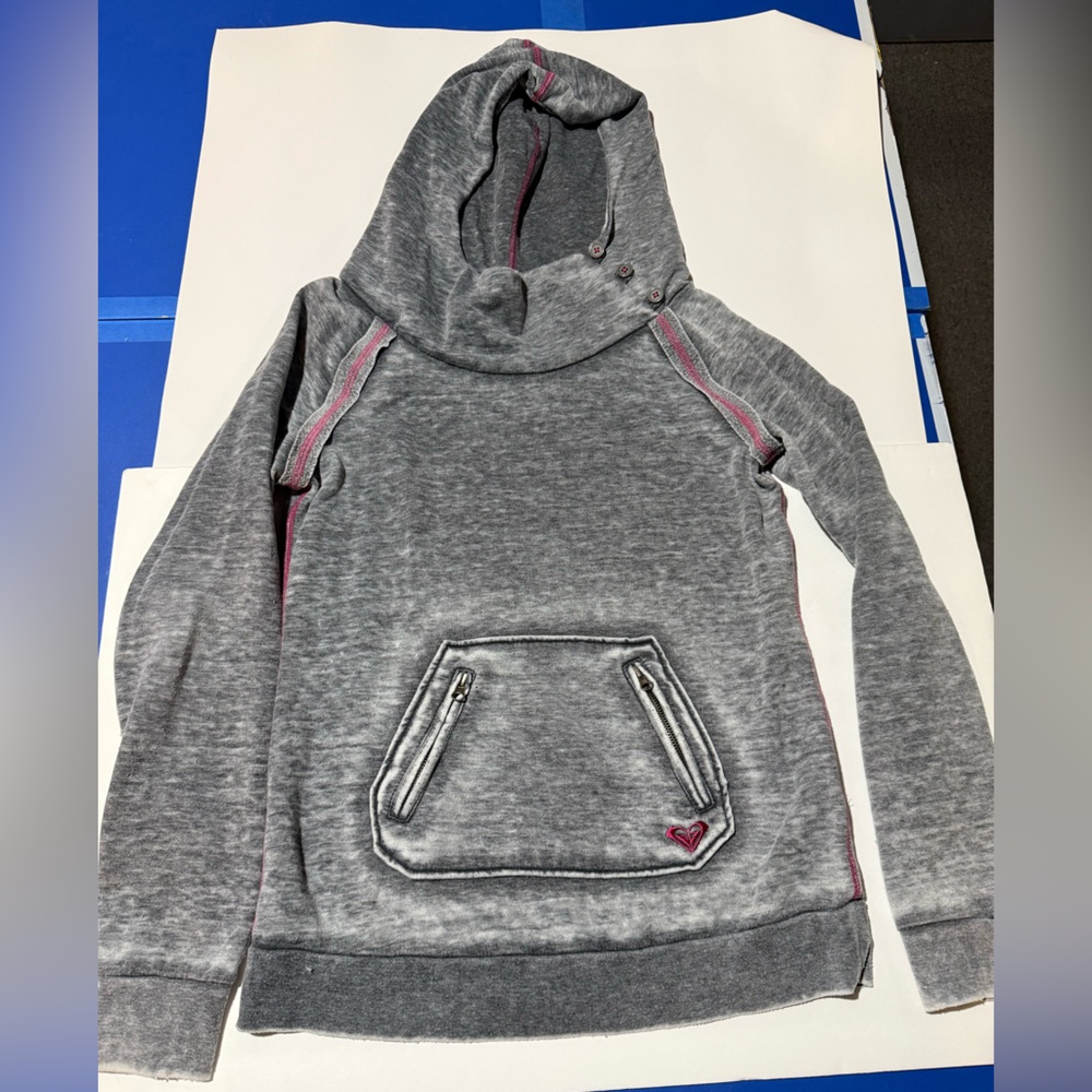 Roxy Gray Hoodie with Pink Details